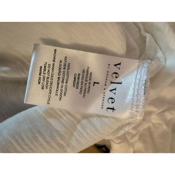 Velvet brand white cotton collared jersey shirt pull-on sz Large - Picture 5 of 5